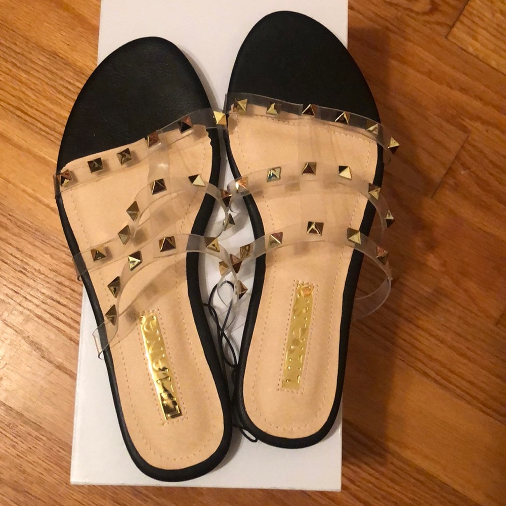 Studded Clear + Black Sandals